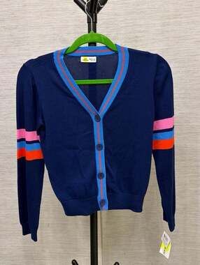 Epic Threads Girls Varsity V-Neck Cardigan Sweater with Contrast Stripes